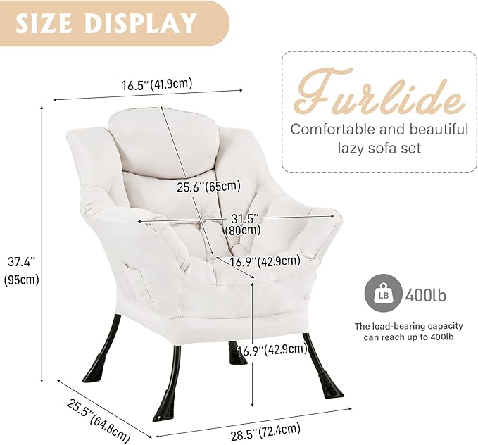 Lazy Chair for Living Room, Modern Accent Chairs - Image 3