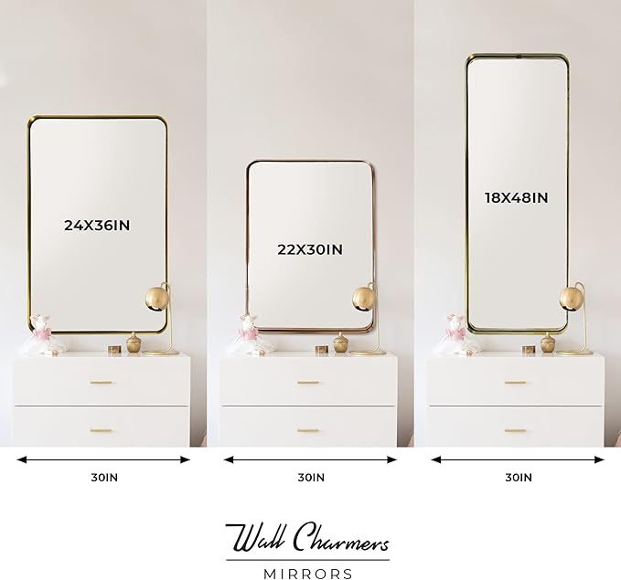 Gold Rectangular Mirror 48 inch Tall | Wall Mounted or Free Standing Floor - Image 6
