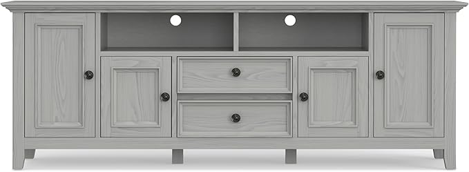 SIMPLIHOME Amherst 72-inch Wide Solid Wood TV Stand in Fog Grey, - Image 6