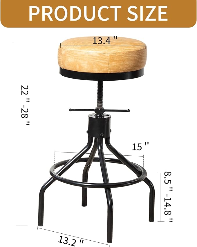 Swivel Bar Stools Adjustable Swivel Barstools Modern PU Leather 28inch Round - Image 3