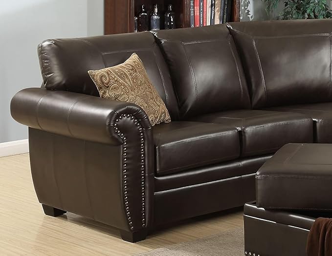 AC Pacific Louis Collection Traditional 3-Piece Upholstered Leather Living Room - Image 2