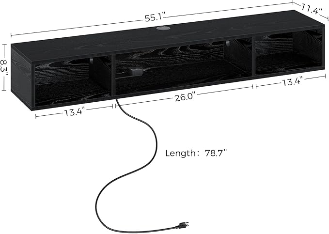 Rolanstar TV Stand with Power Outlet, Floating TV Stand with RGB Lights - Image 6