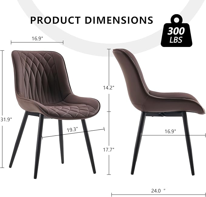 YOUNIKE Brown Dining Chairs Set of 2 - Image 2