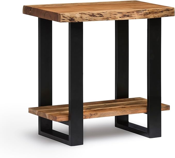 Alpine 2-Tier End Table with Live Edge Design – 27-Inch Solid Acacia Wood - Image 8