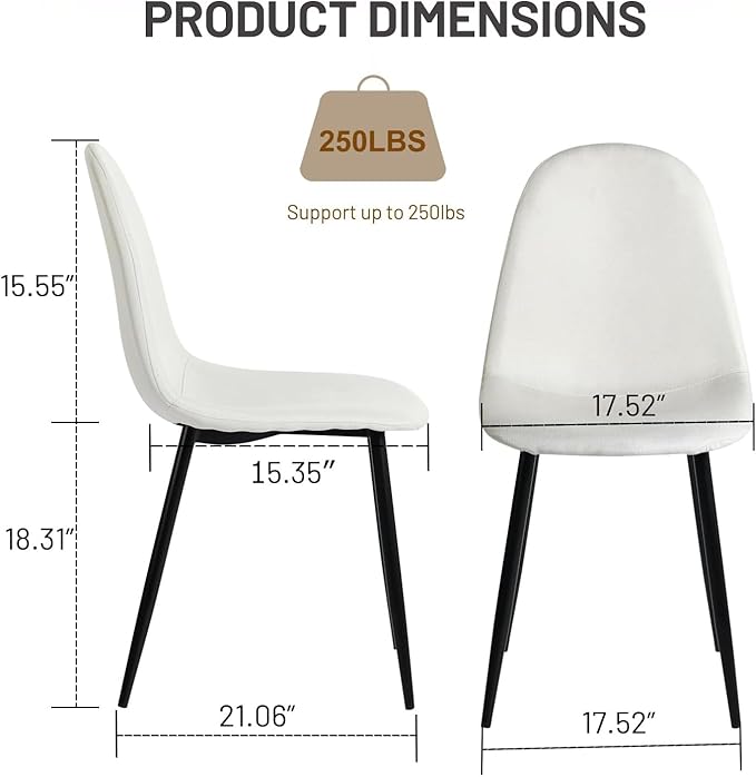 FurnitureR Dining Chairs Set of 4 Comfortable Upholstered, Fabric Mid-Back - Image 3