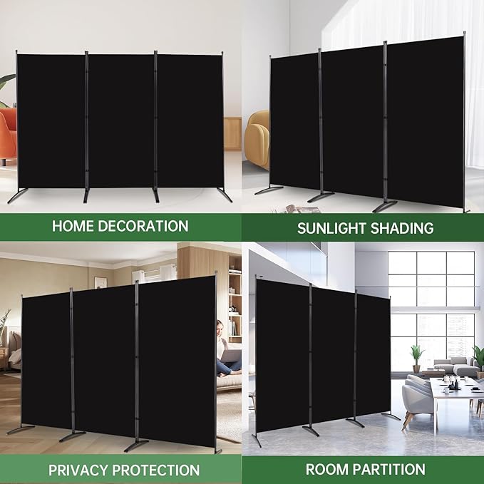 Room Divider Folding Privacy Screens, Portable Room Divider Panel 3 Panel - Image 6