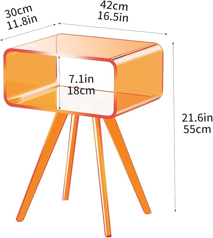 Acrylic Side Table, Acrylic Nightstand Bedside Table - Image 3