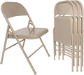 VECELO Metal Folding Chairs 4 Pack, Double Hinged Steel Frame Easy by VECELO