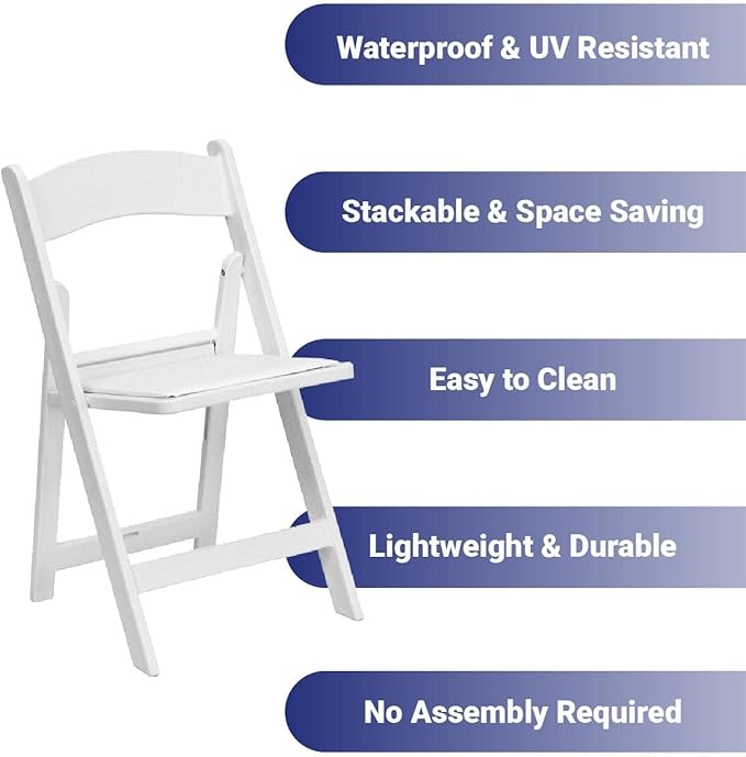 TentandTable White Resin Folding Chairs - Image 6