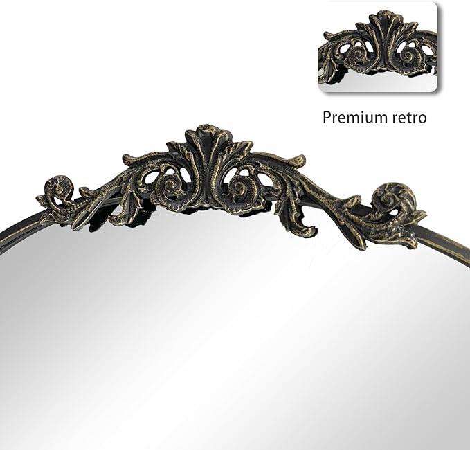 WAMIRRO Ornate Black Mirror, Vintage Arched Baroque Antique Mirorrs - Image 4
