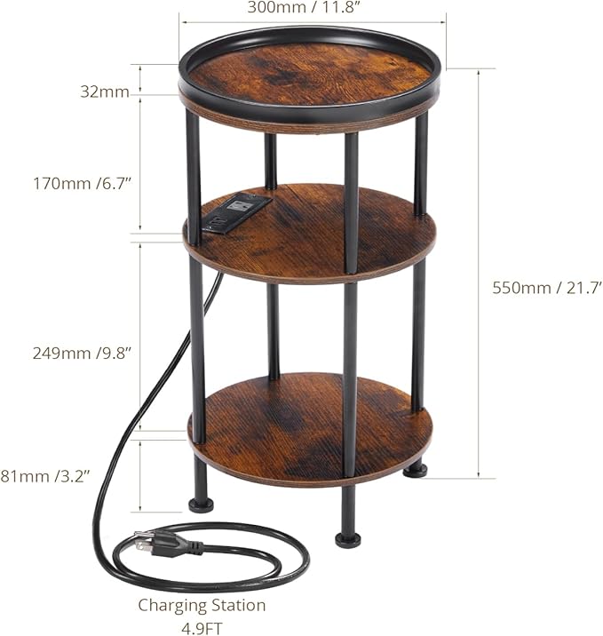Small Round Side Table with Charging Station - Image 3