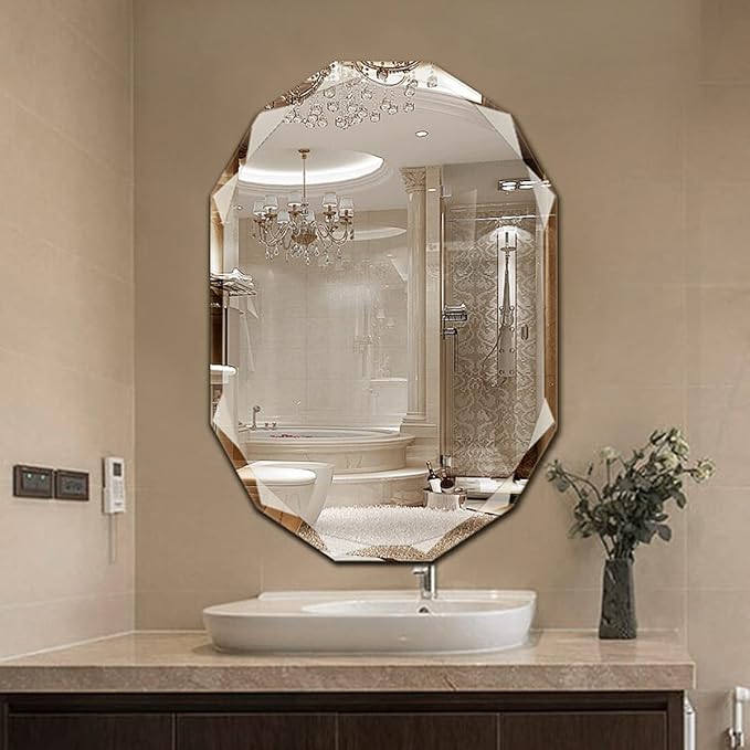 Single Beveled Edge Frameless Wall Mount Bathroom Vanity Mirror, 24” X - Image 5