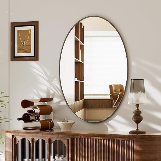 Koonmi Black Oval Bathroom Mirror, Oval Mirror - Image 7