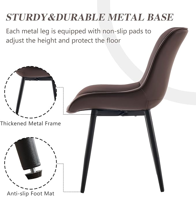 YOUNIKE Brown Dining Chairs Set of 2 - Image 4
