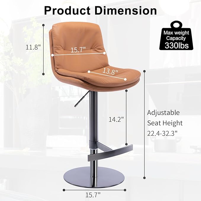 CozyRain Bar Stools Adjustable Stainless Steel Swivel Barstool - Image 3