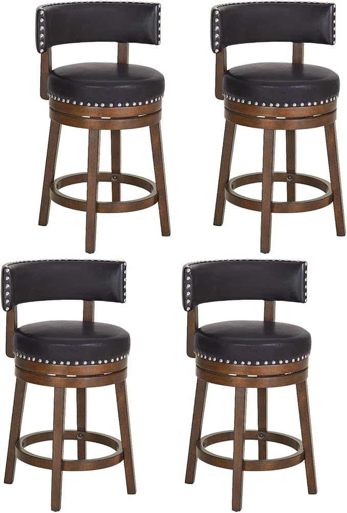 COLAMY Swivel Bar Stools Set of 4, 25 Inch Wood Swivel Barstools - Image 9
