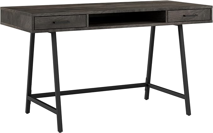 Bush Furniture Steele 54W Writing Desk in Dark Gray Hickory | Computer Table - Image 8