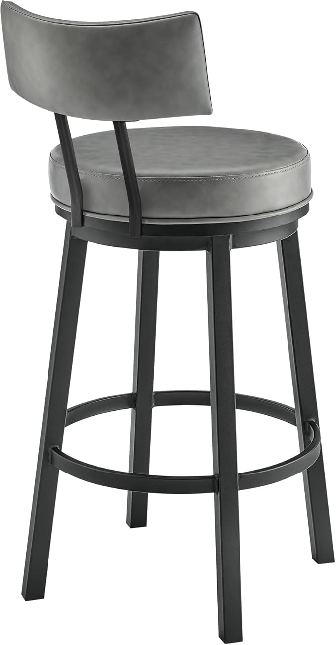 Armen Living Dalza Swivel Counter or Bar Stool in Black Finish - Image 6