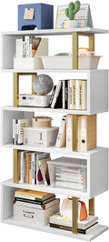SORCEDAS Bookshelf Geometric Bookcase S Shaped Industrial Bookshelf Storage by SpecialYourHome