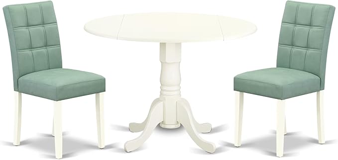 East West Furniture DLAS3-WHI-43 3 Piece Modern Dining Set contain A Wood by EastWestFurniture