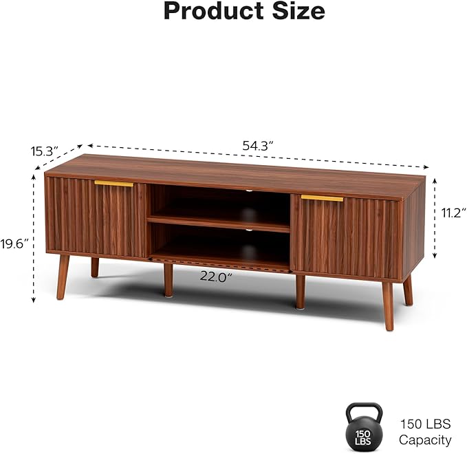 TV Stand for Living Room, Mid Century Modern Entertainment Center for 55/60/65 - Image 2