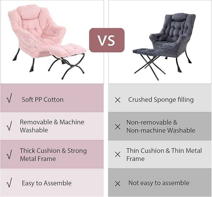 Lazy Chair with Ottoman, Modern Chair with Folding Footrest, Lounge Accent Chair - Image 6