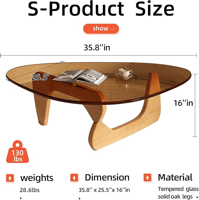 Modern Glass Coffee Table for Living Room Mid Century Small Coffee Table - Image 2