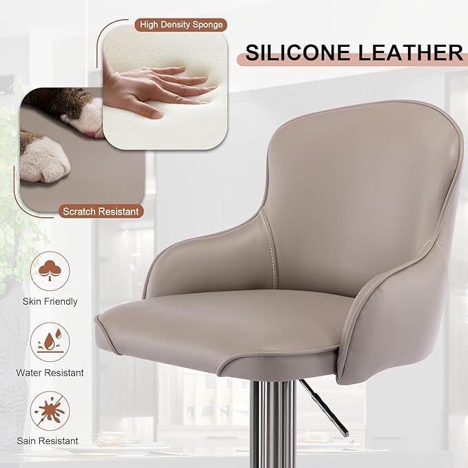 Black Titanium Stainless Steel Bar Stools, Grade Modern Leather Bar Chair - Image 4