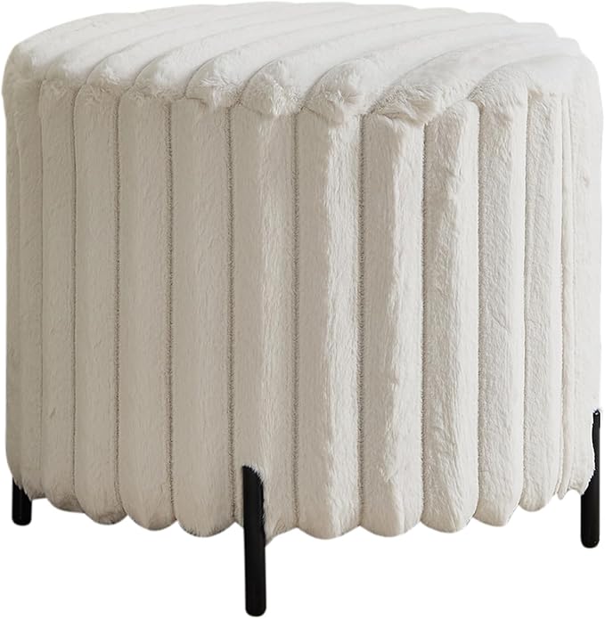 Furniliving Modern Round Ottoman, Large Size Bedroom Ottoman Footstool Round - Image 7