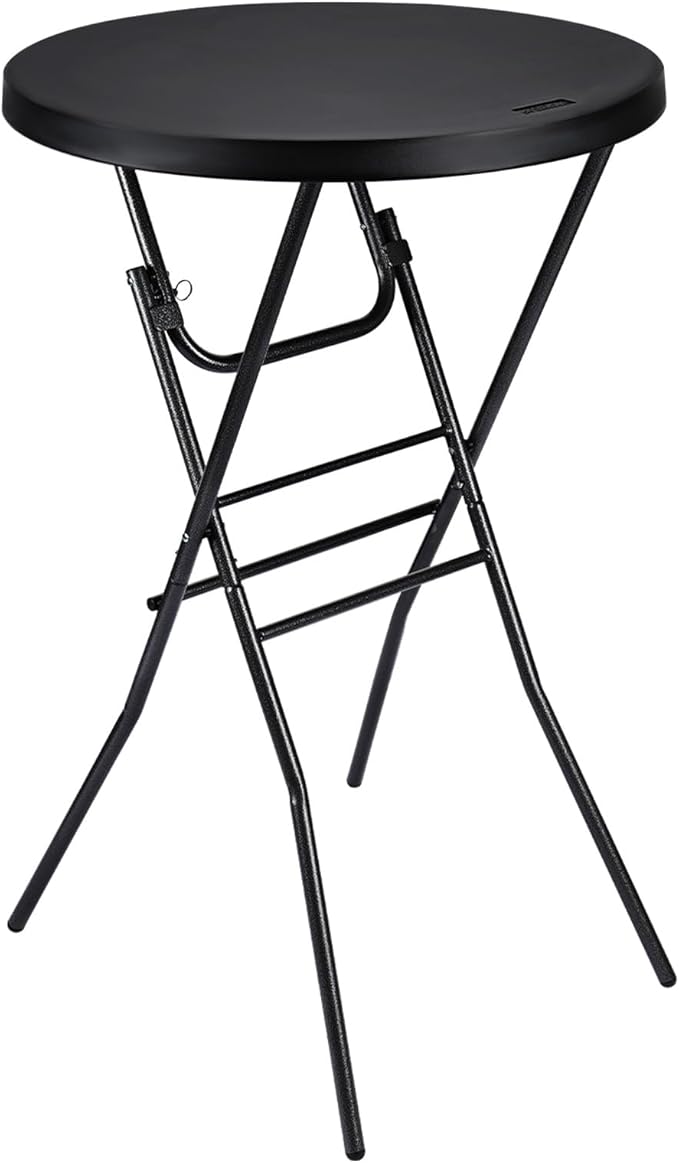 Cocktail Table 28in High Top Round Folding Indoor Outdoor, Plastic Bar Height by Home