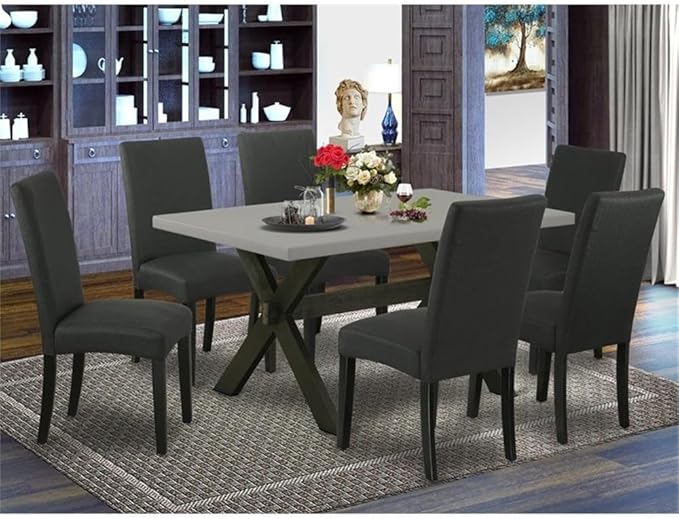East West Furniture X696DR124-7 7 Piece Dining Set Consist of a Rectangle - Image 2