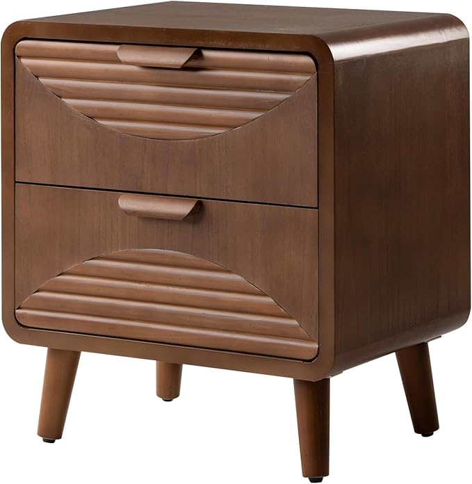 COSIEST Modern Storage Cabinet 2 Drawer, Walnut Accent Cabinet, Sideboard Buffet - Image 8