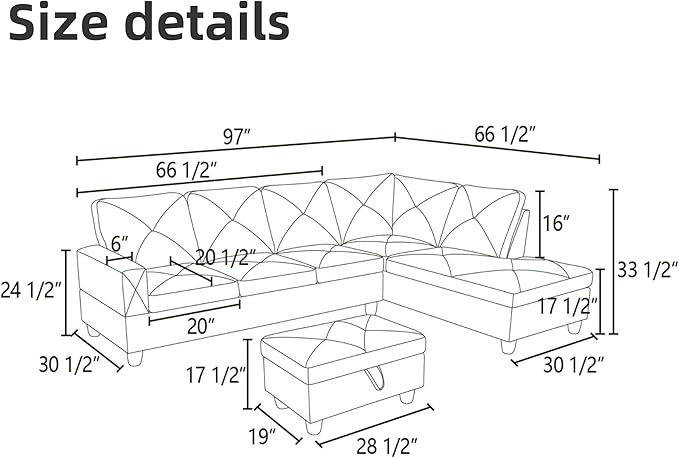 L Shaped Sectional Couch Sofa, Modern Couches - Image 2