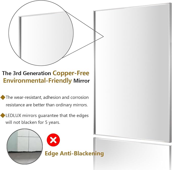 30x30 Inch Silver Bathroom Mirror - Image 2