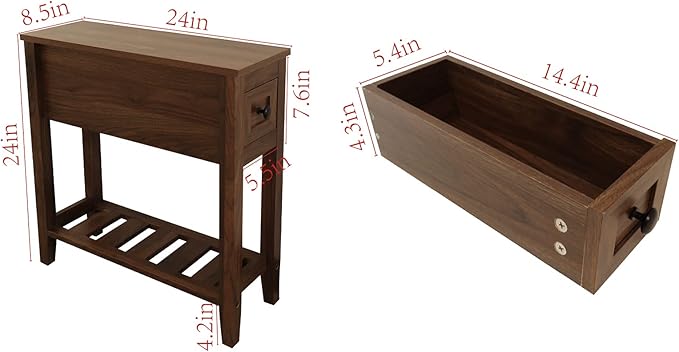 2 Pack Chairside Narrow End Table - Image 3