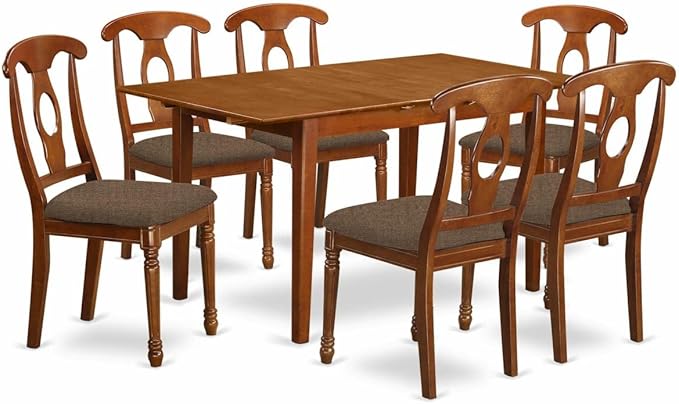 East West Furniture PSNA7-SBR-C 7 Piece Dinette Set Consist of a Rectangle by EastWestFurniture