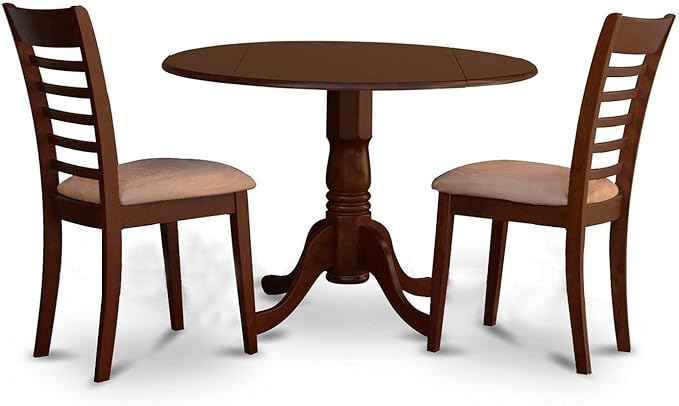 East West Furniture DLML3-MAH-C 3 Piece Dining Set Contains a Round Dining Room by EastWestFurniture