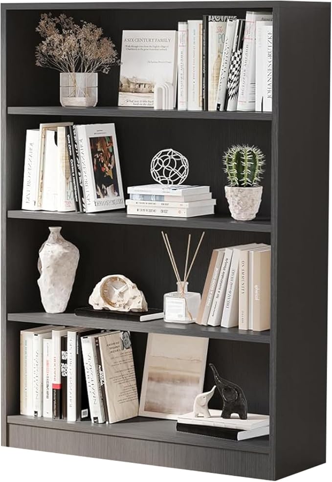 Wooden Bookcase with Adjustable Shelves, 4 Tier Wooden Bookshelf - Image 7