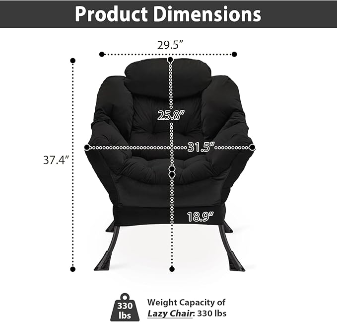 Lazy Chair Thick Padded, Comfy Velvet Accent Lounge Chair - Image 3