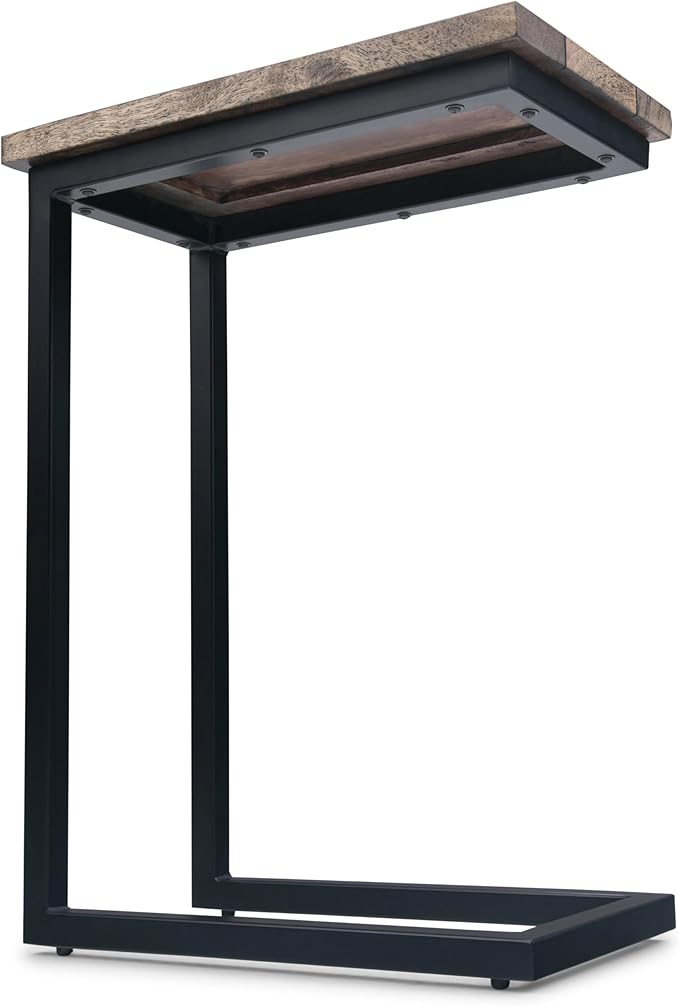 SIMPLIHOME Skyler 18-inch Wide Solid Mango/Metal Industrial C-Shaped End Table - Image 8