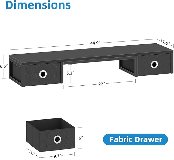 45" Large TV Riser with Fabric Drawers - Image 6
