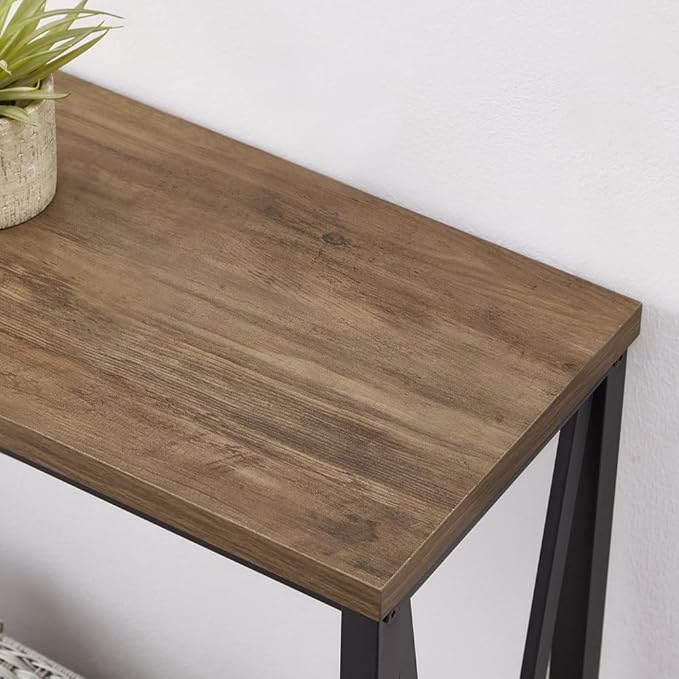 FOLUBAN Rustic Sofa Console Table, 2-Tier Industrial Entryway Hallway Table - Image 4