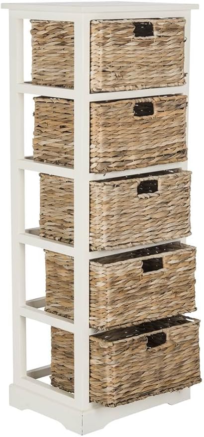 SAFAVIEH Home Collection Vedette Distressed White 5-Drawer Wicker Basket by SAFAVIEH