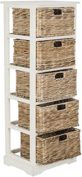 SAFAVIEH Home Collection Vedette Distressed White 5-Drawer Wicker Basket by SAFAVIEH