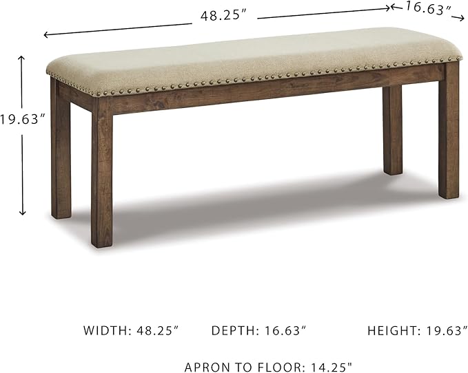 Signature Design by Ashley Moriville Casual Rustic Upholstered Dining Bench - Image 3