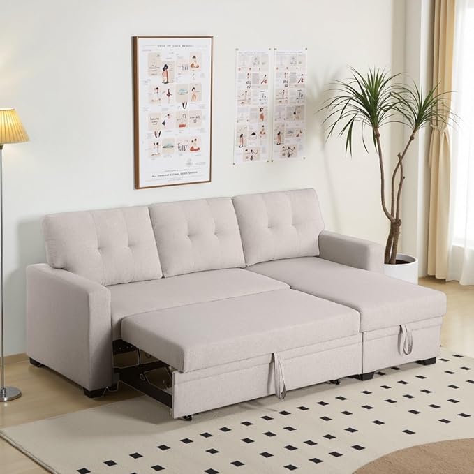 L-Shape Sofa Bed, Pull Out Sleeper Sofa - Image 6