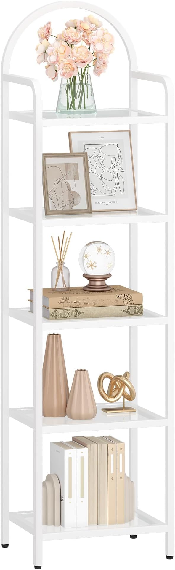Bookcase Bookshelf, Tempered Glass Bookshelves, Slim Shelving Unit - Image 9
