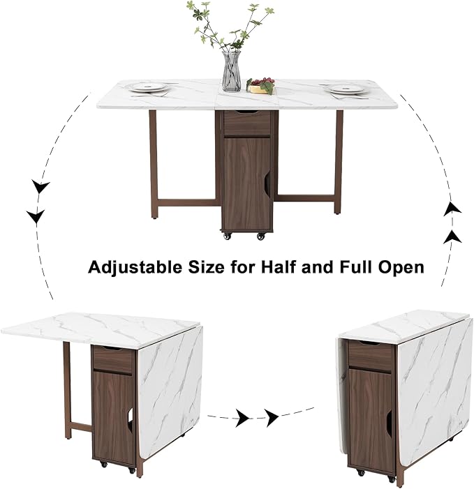 Foldable Space Saving Dining Table Extendable, Folding Dining Table - Image 5