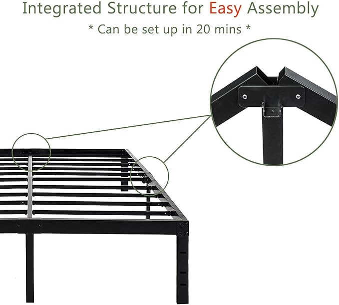 45MinST 18 Inch Platform Bed Frame/Easy Assembly Mattress Foundation / 3000lbs - Image 7