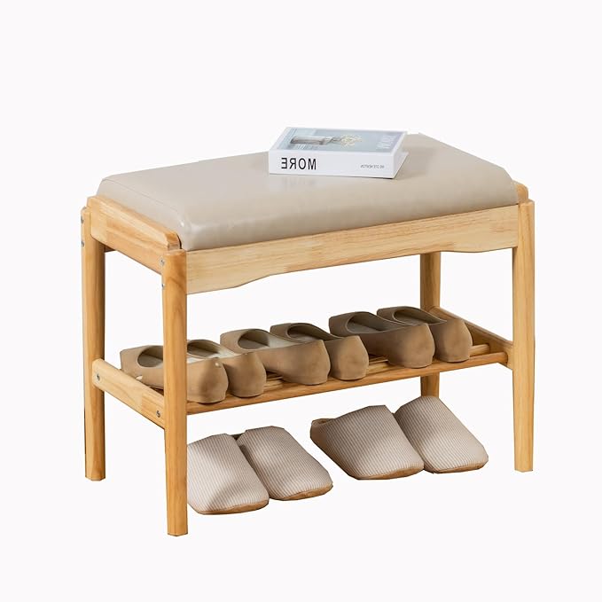 latifolia Small Shoe Bench, Solid Wood Bench by Latifolia